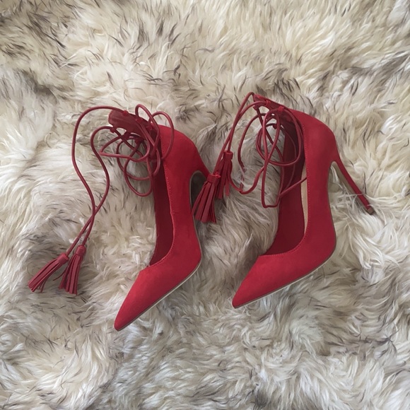 Red Slip on Pumps - Picture 8 of 12